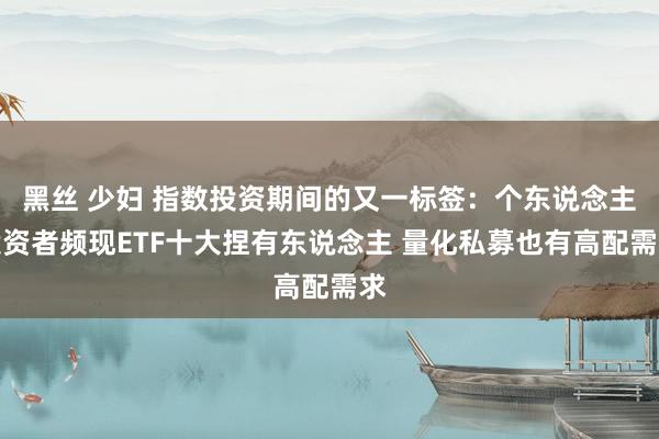 黑丝 少妇 指数投资期间的又一标签：个东说念主投资者频现ETF十大捏有东说念主 量化私募也有高配需求