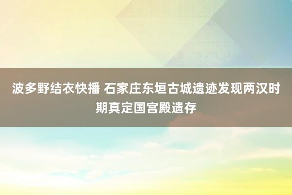 波多野结衣快播 石家庄东垣古城遗迹发现两汉时期真定国宫殿遗存