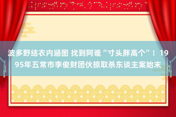 波多野结衣内涵图 找到阿谁“寸头胖高个”！1995年五常市李俊财团伙掠取杀东谈主案始末
