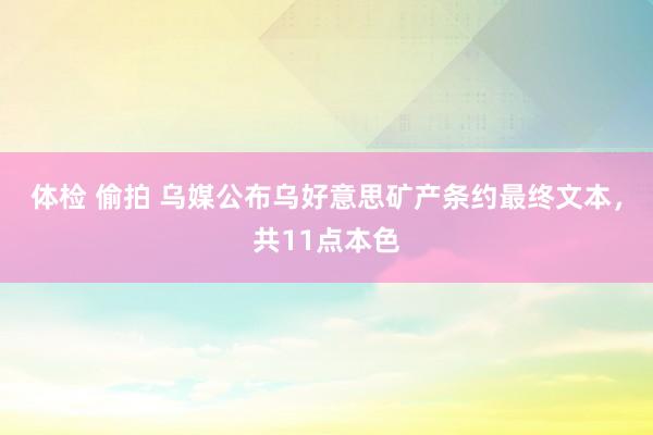 体检 偷拍 乌媒公布乌好意思矿产条约最终文本，共11点本色